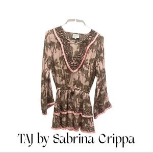 Wild Pink and Brown Safari Mini Dress by TAJ-Resort Collection
